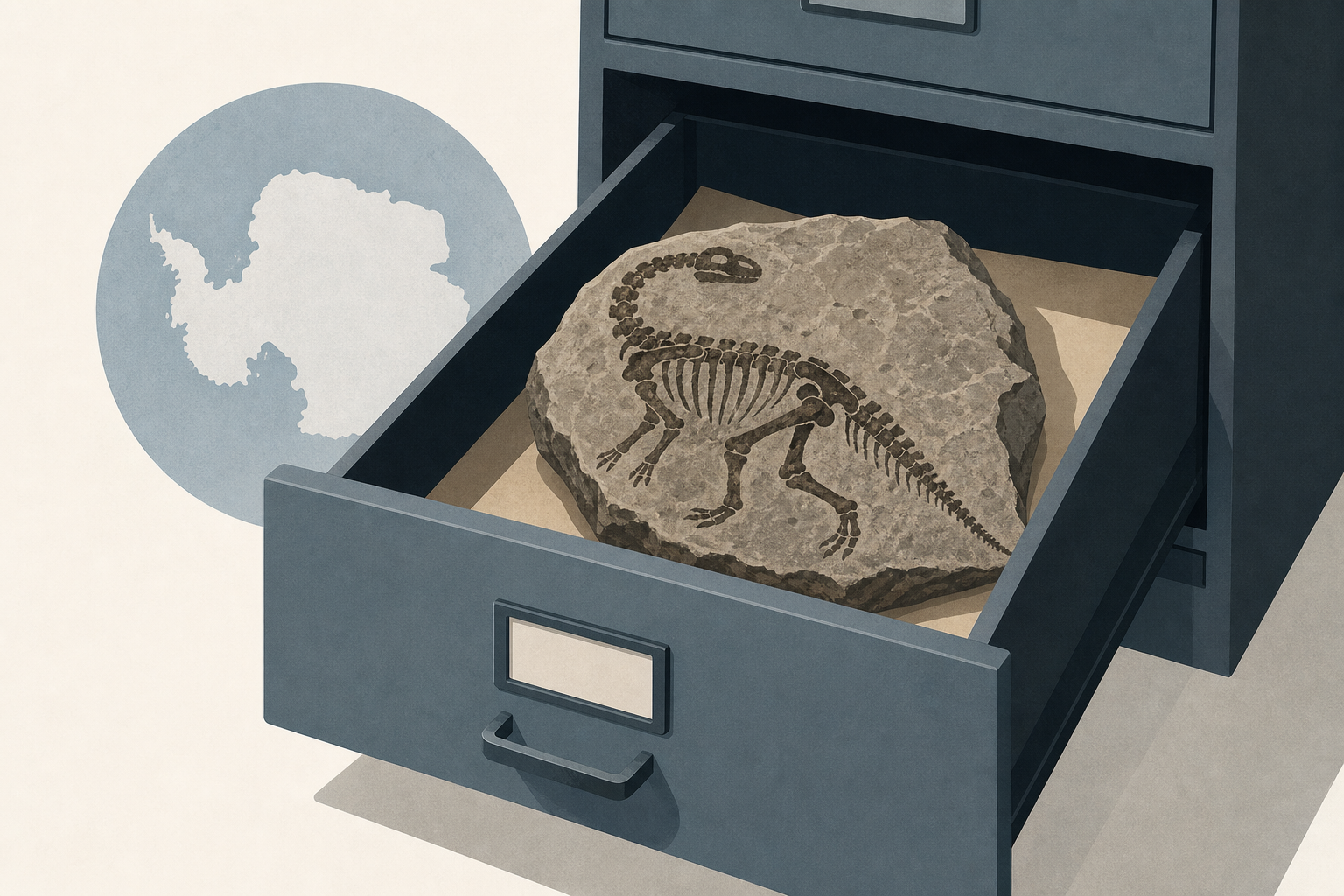 A rare dinosaur fossil from Antarctica is found tucked away in a drawer