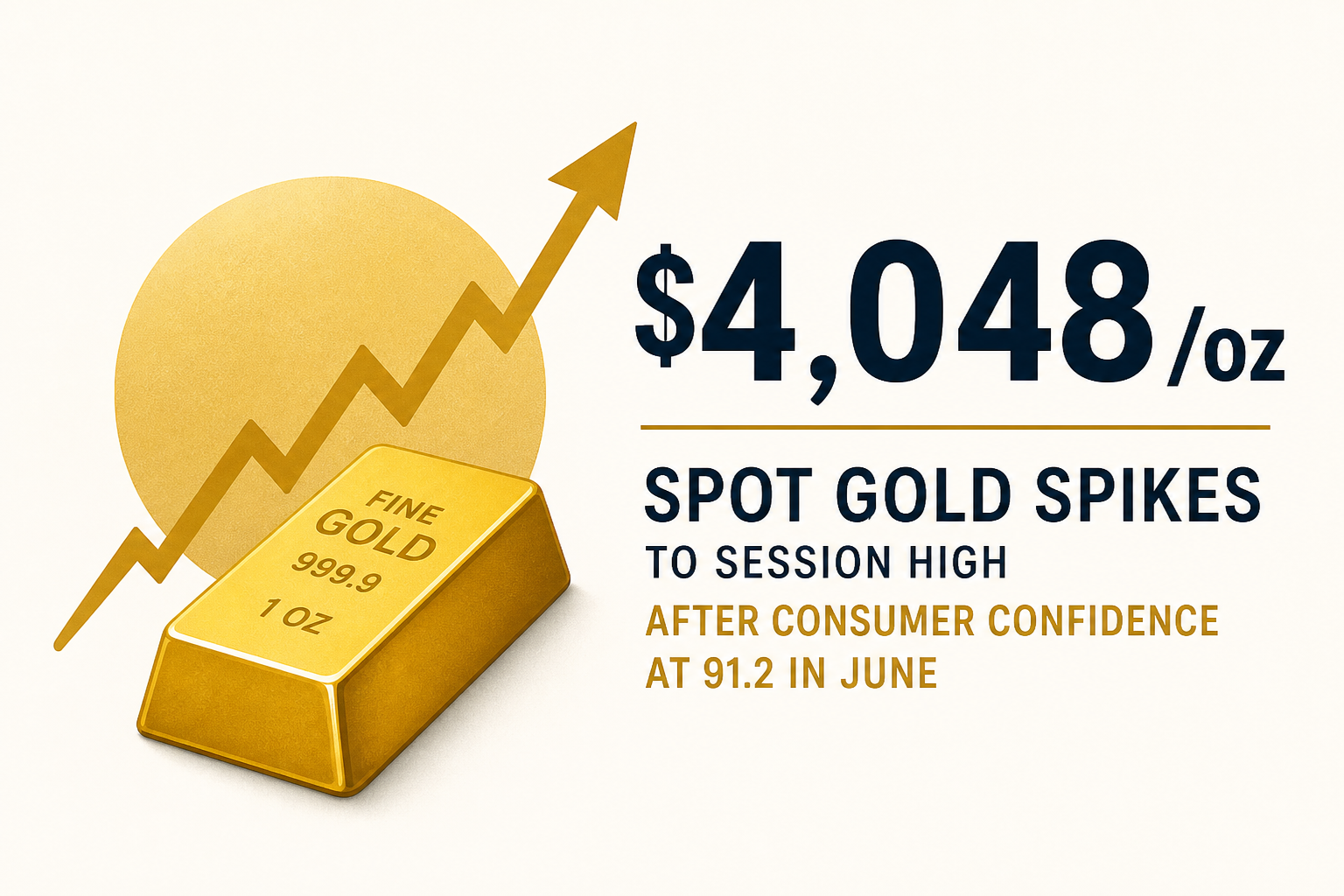 Spot gold spikes to session high $4,048/oz after Consumer Confidence at 91.2 in June