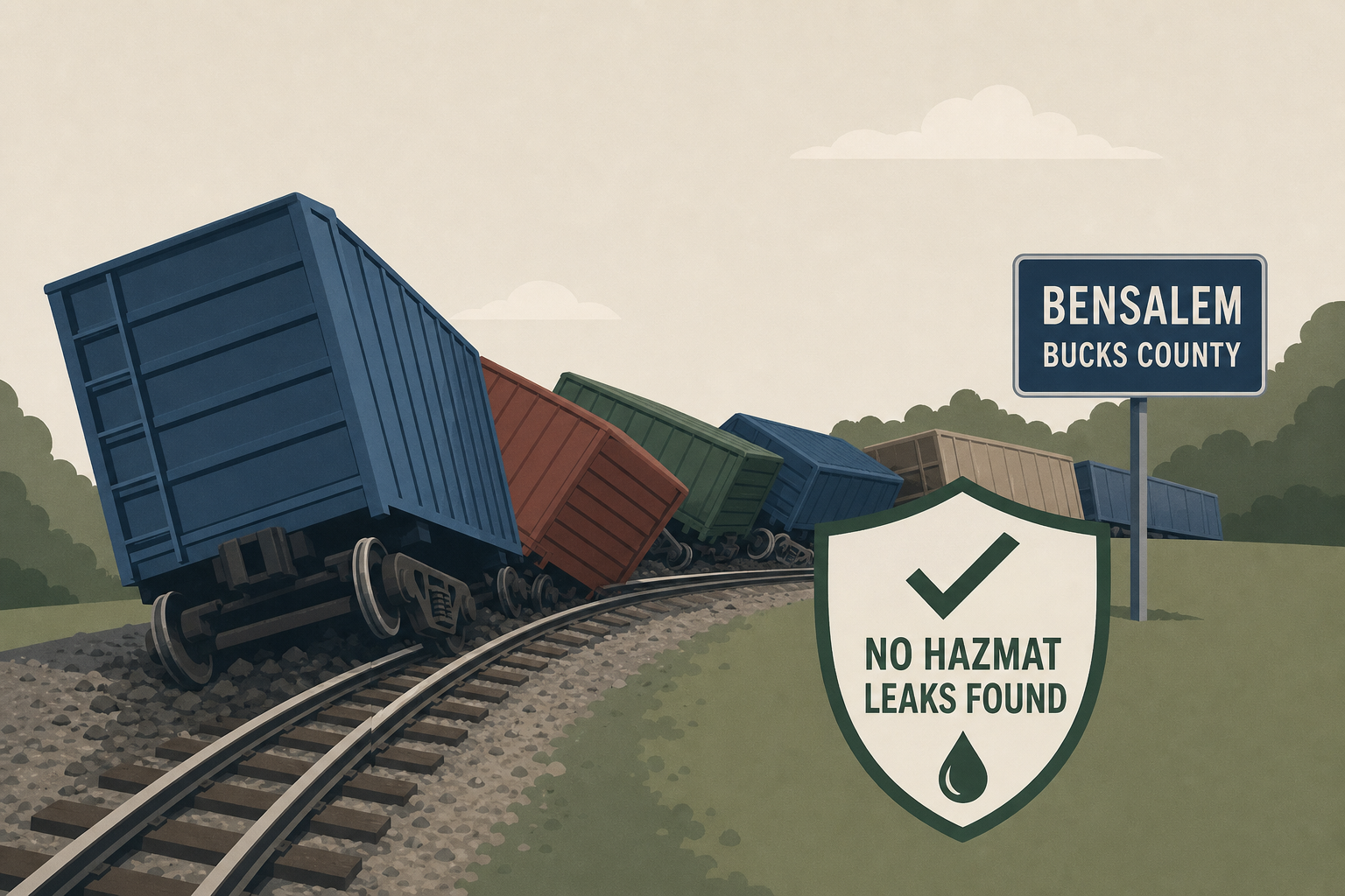 16 freight train cars derail in Bensalem, Bucks County; no hazmat leaks found