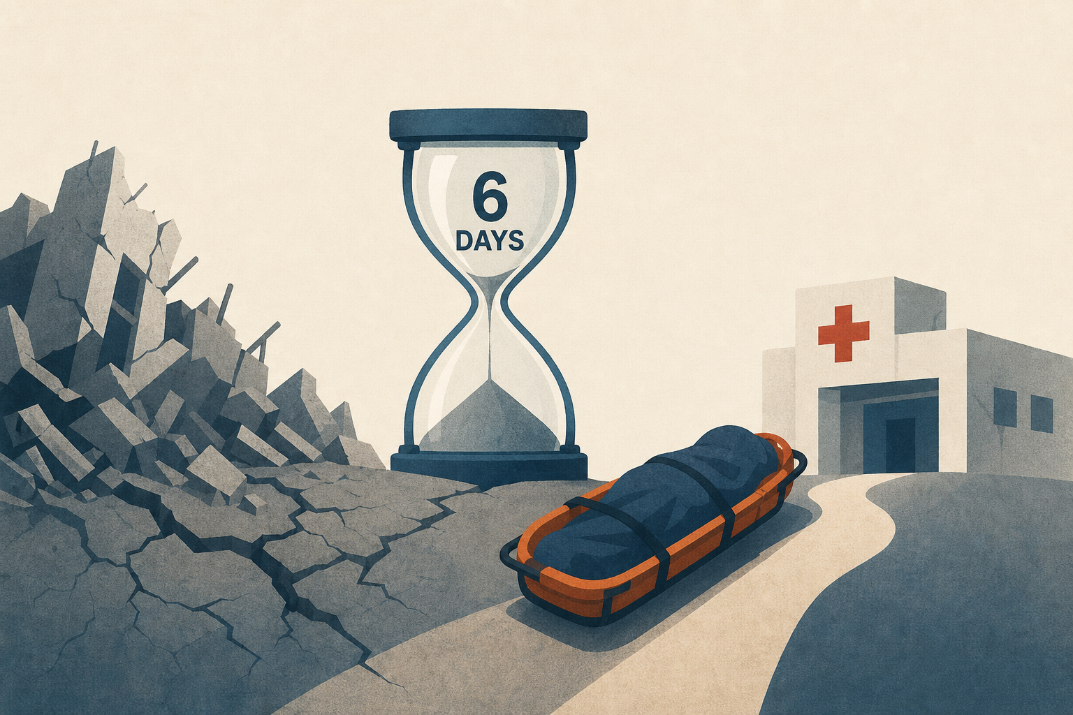 old rescued and taken to hospital six days after quake