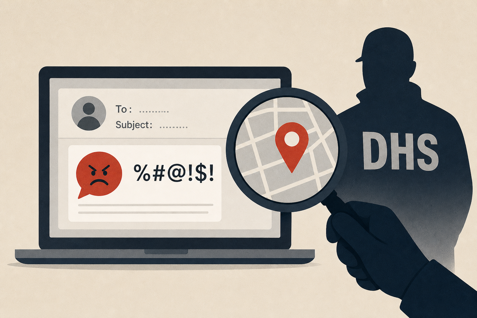 A man was tracked down by DHS agents after he sent a harsh email : NPR