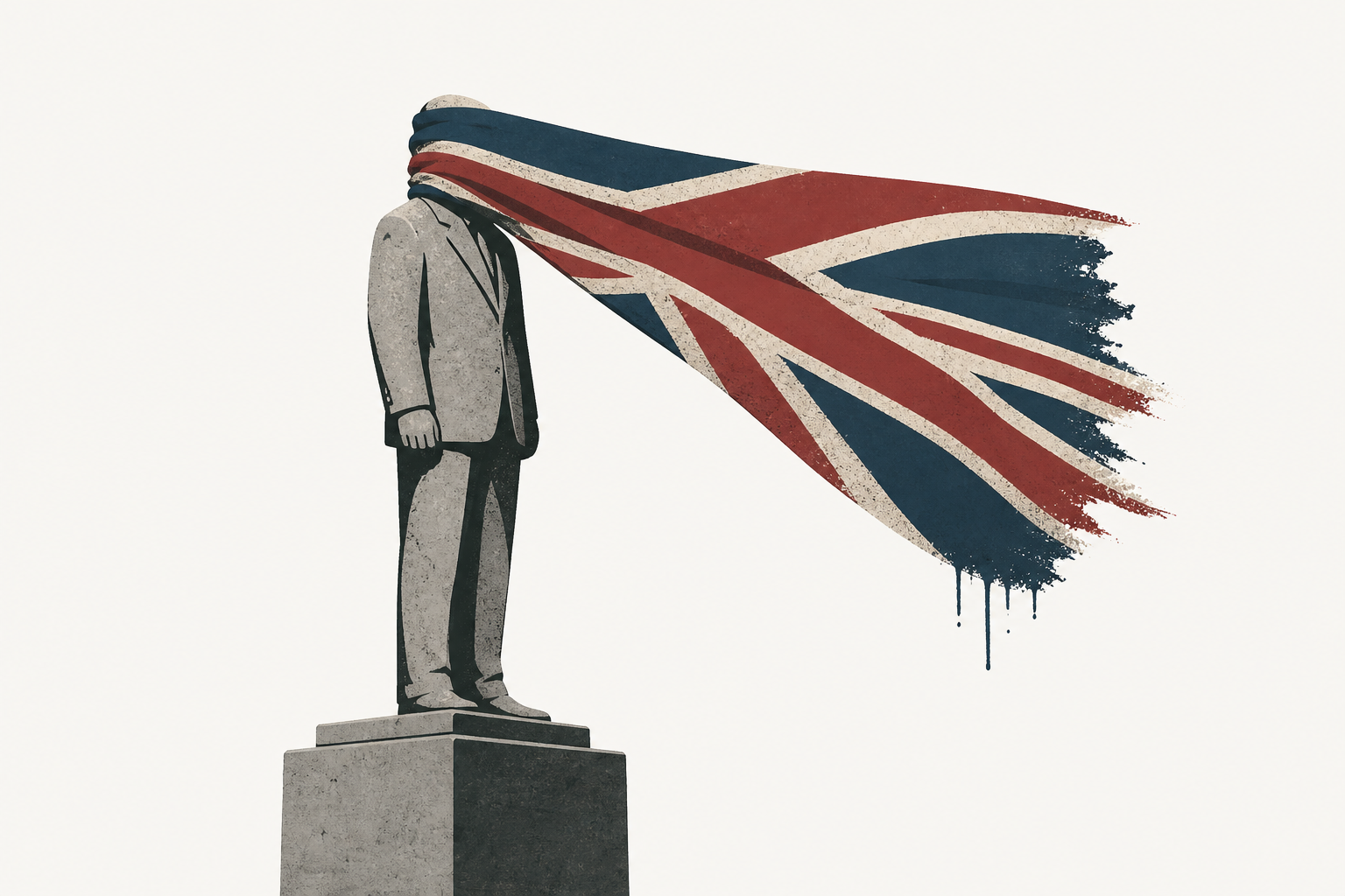 Bansky man blinded by flag statue in London : NPR