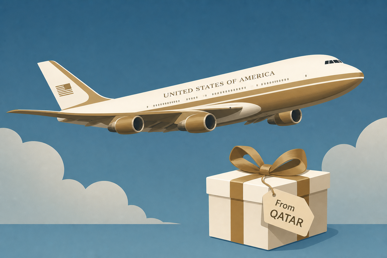 Trump flies on new Air Force One gifted from Qatar