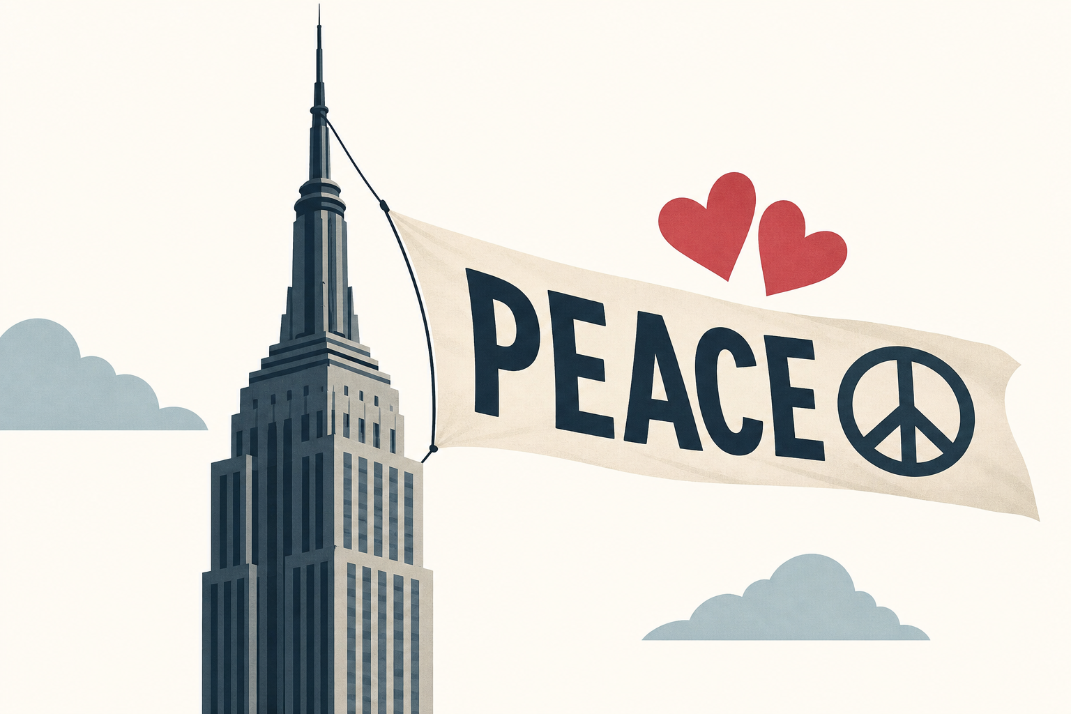 Two trespassers scale Empire State Building to fly peace banner and kiss