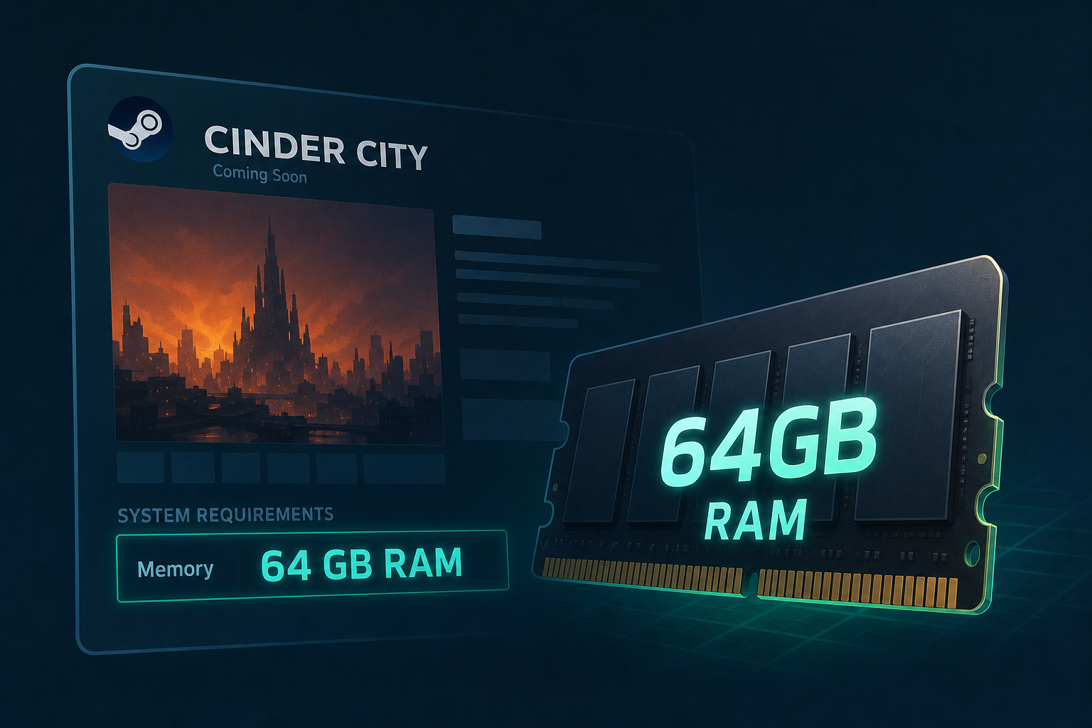 Cinder City's Steam Page Is Out, and This May Be the First Game to Recommend a Staggering 64GB of RAM