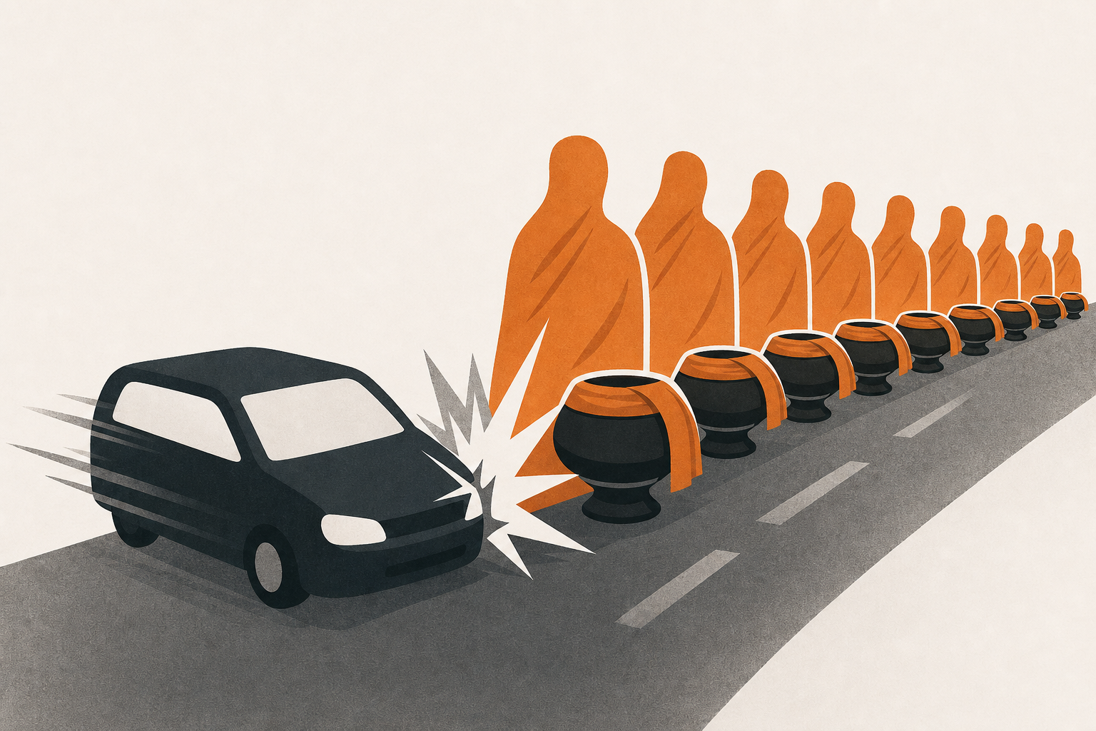 Nine Thai monks killed after 11-year-old driver collides with procession