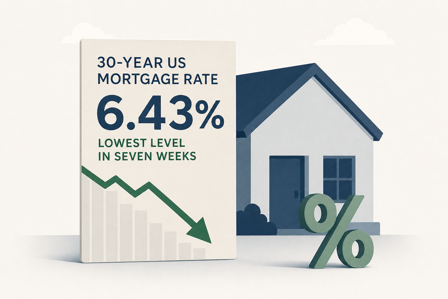 Average 30-year US mortgage rate falls to 6.43%, its lowest level in seven weeks