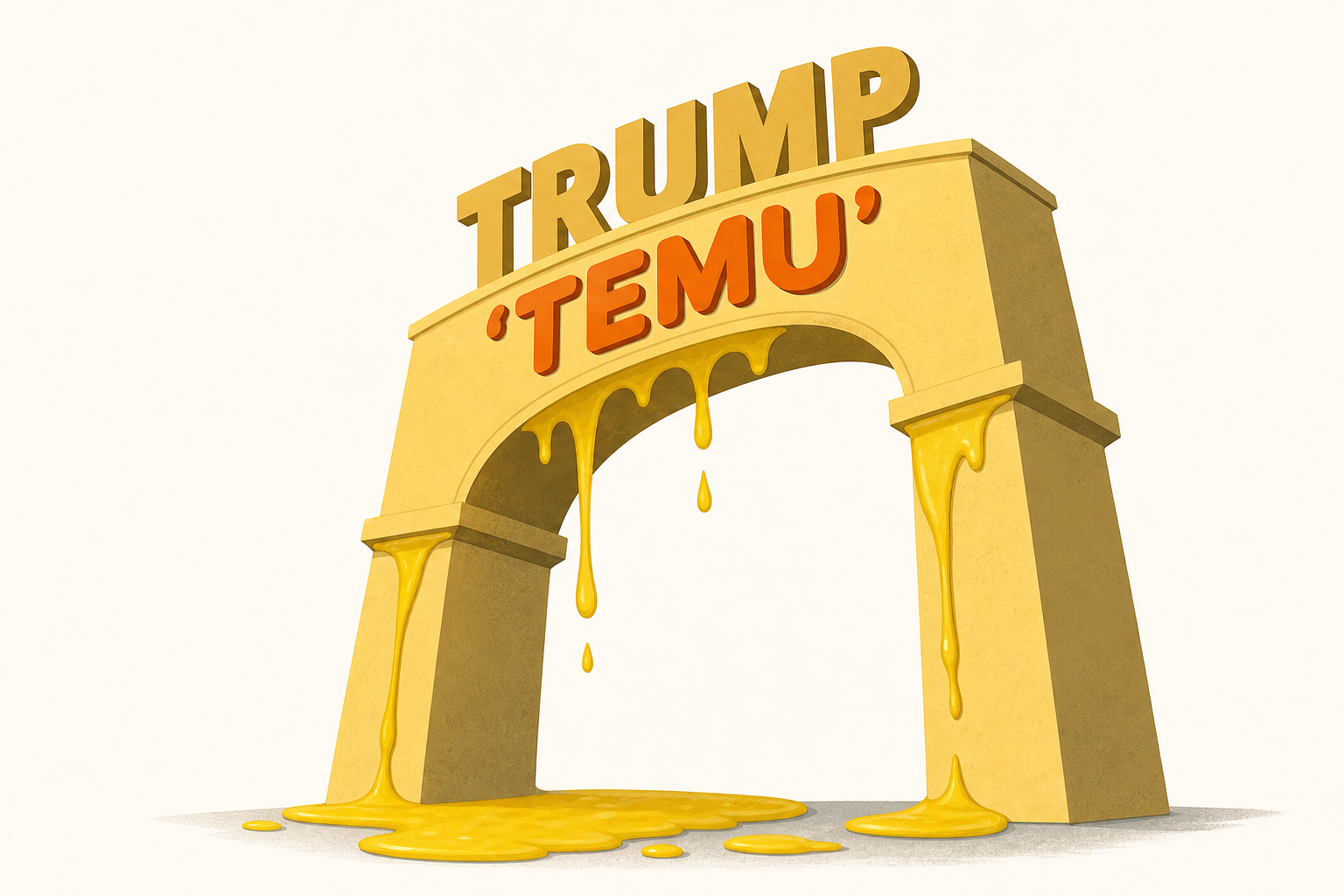 Yellow substance seen oozing out of Trump’s ‘Temu’ arch at the Great American State Fair