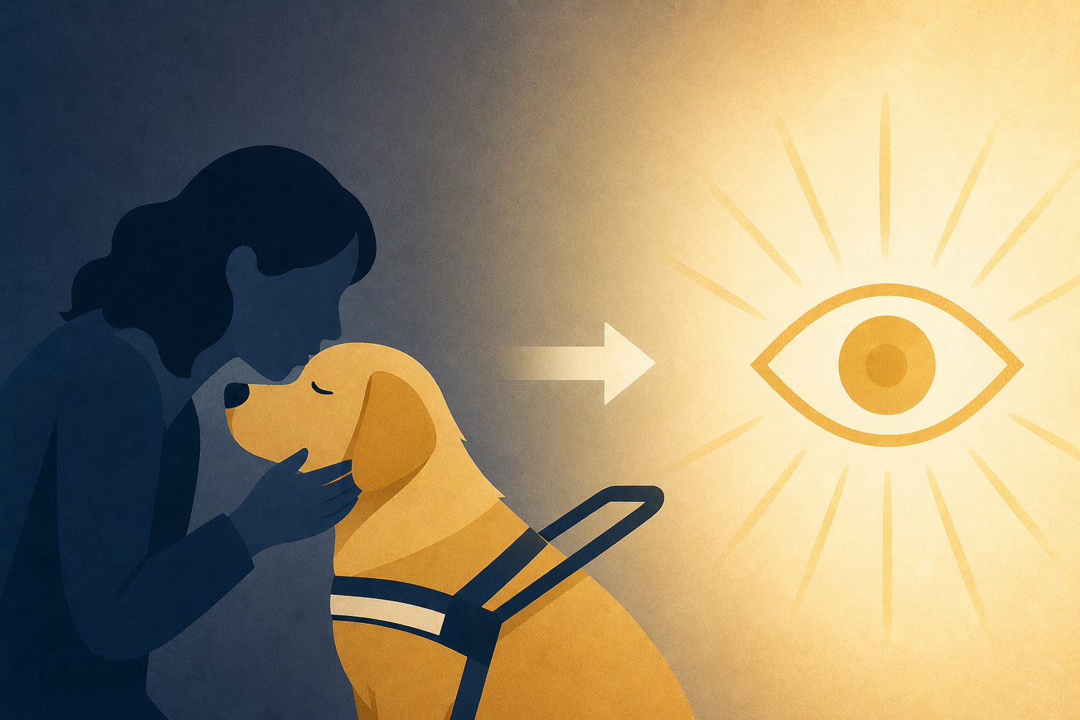A blind woman bent down to kiss her guide dog goodnight, and the accident that followed restored her vision