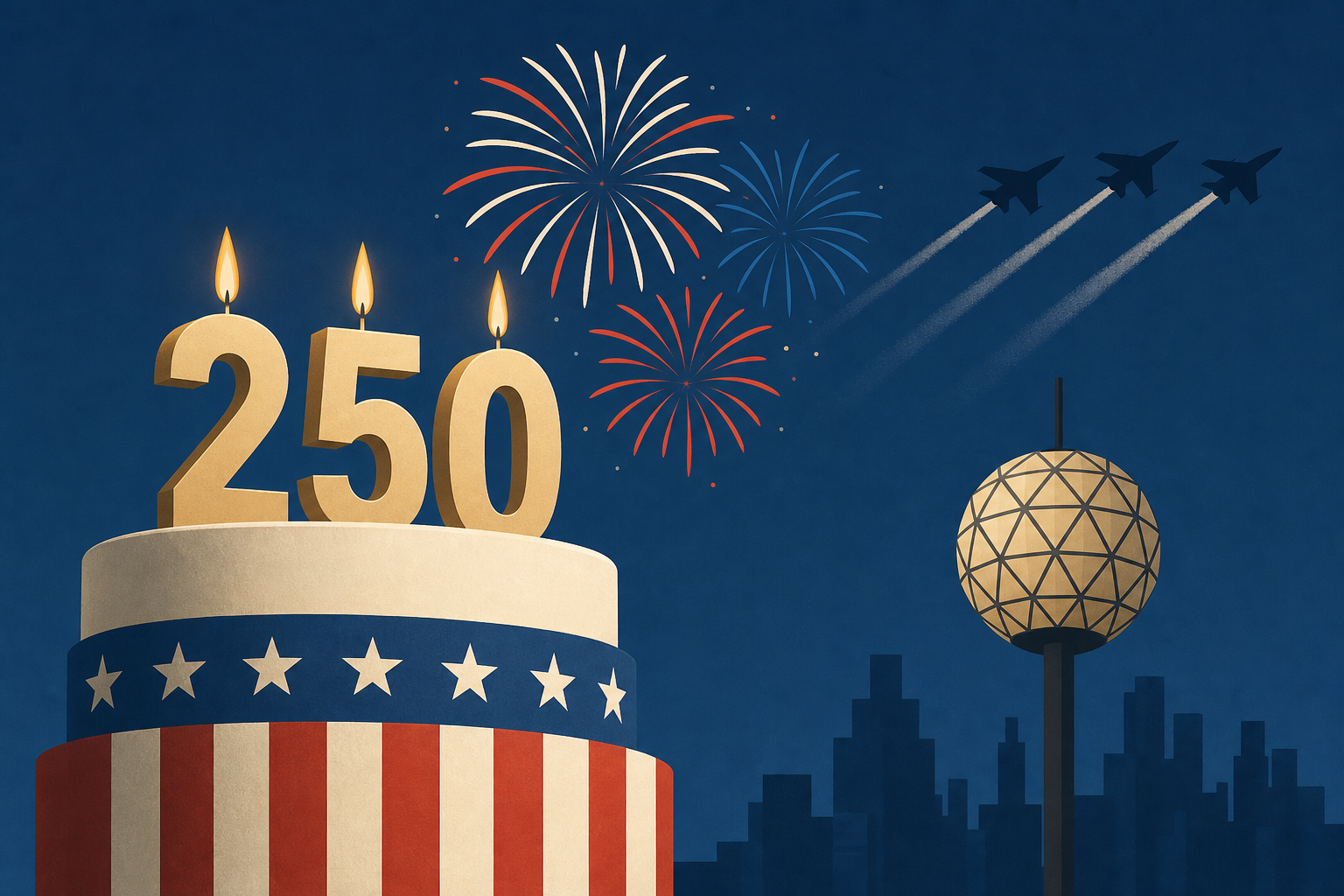 America's 250th birthday celebrations include fireworks, military flyovers and a historic ball drop
