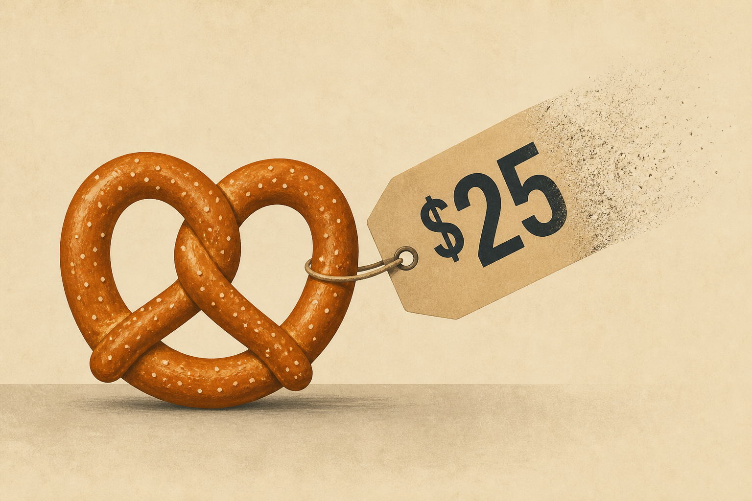 Fare thee well, $25 pretzel