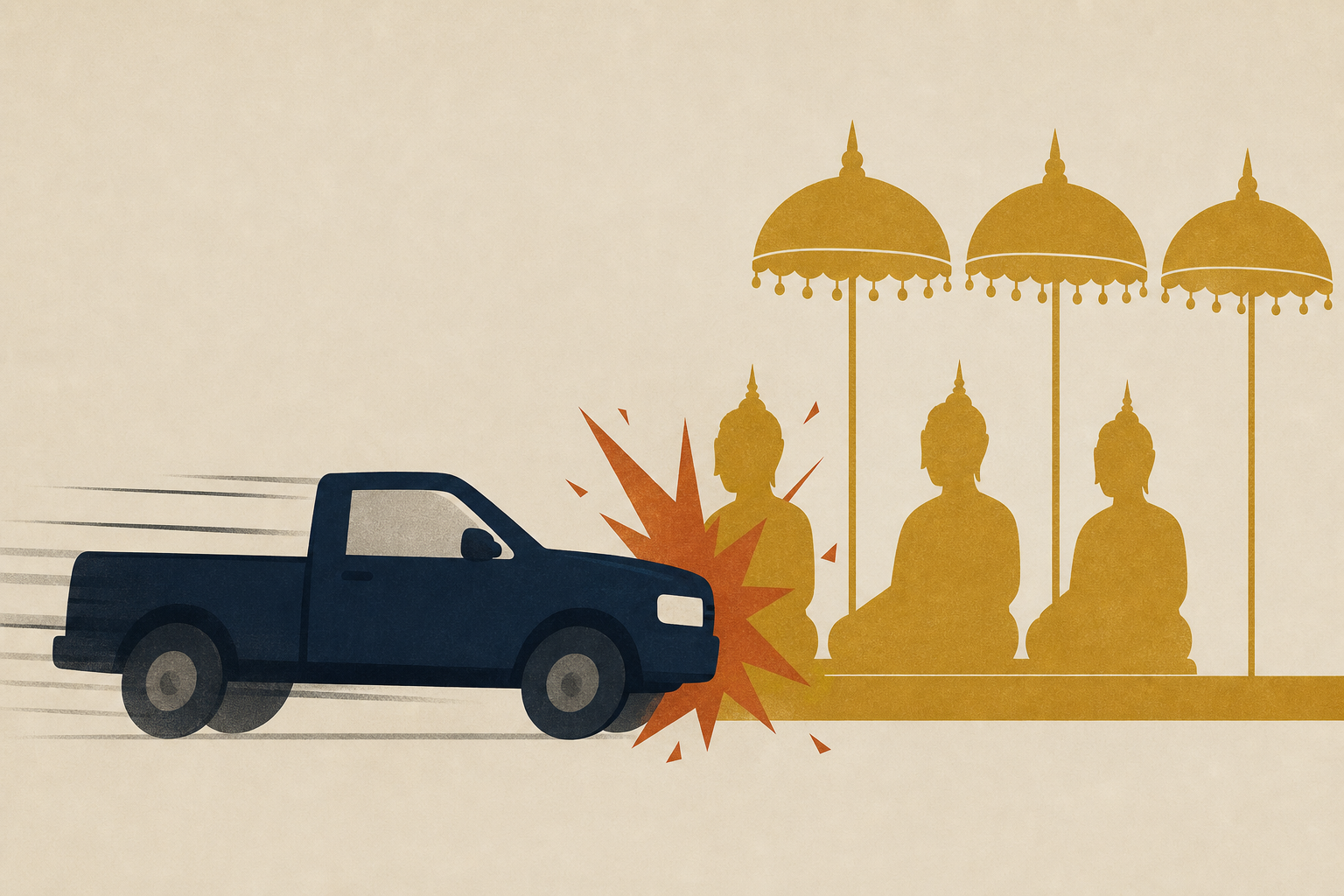 Video shows moment 11-year-old drives pickup truck into Buddhist procession