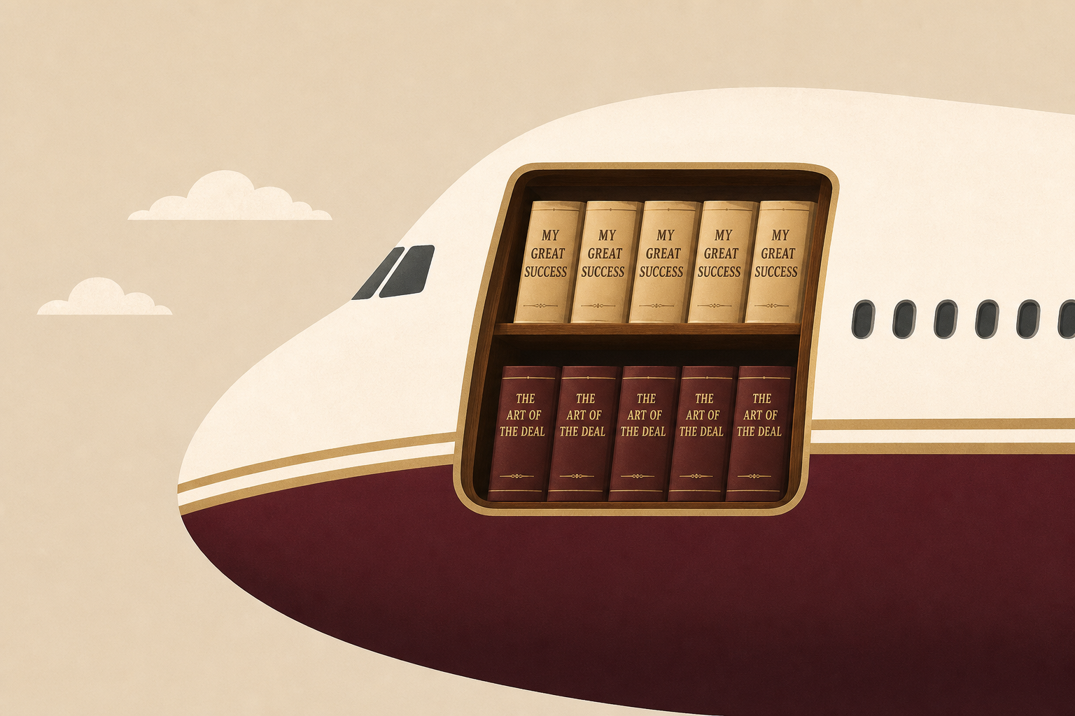 Trump ruthlessly mocked for fake ‘library’ books on his new Qatar-gifted Air Force One