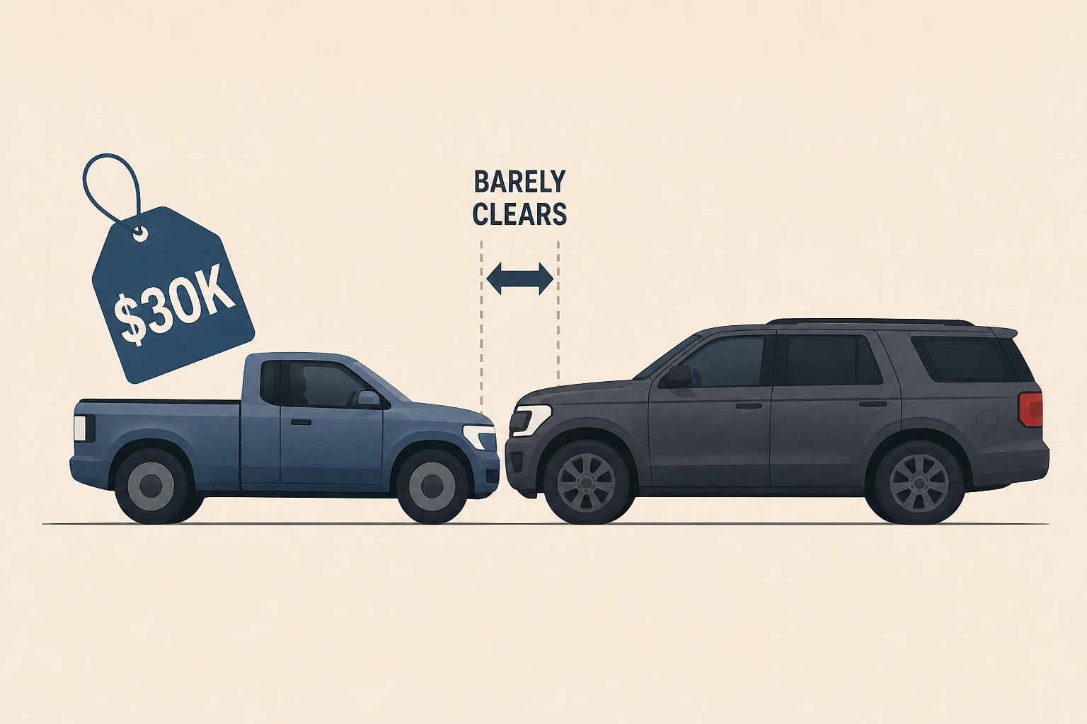 Ford’s New $30K EV Truck Barely Clears An Expedition’s Shoulder