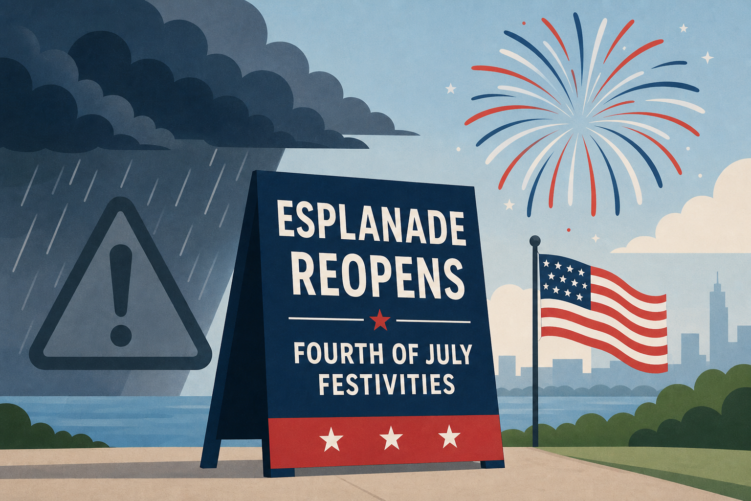 Esplanade reopens for Fourth of July festivities after tens of thousands evacuated amid severe weather alert