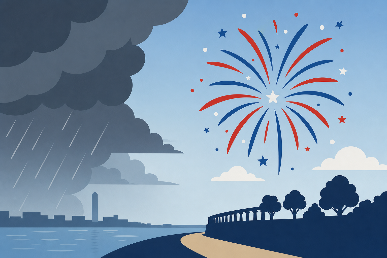 Crowds enjoy Fourth of July festivities on the Esplanade after evacuation for severe weather