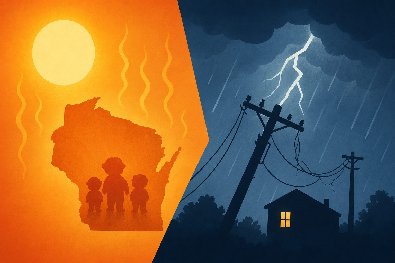 Searing heat and storms mar holiday with 3 children dead in Wisconsin and utility outages widespread