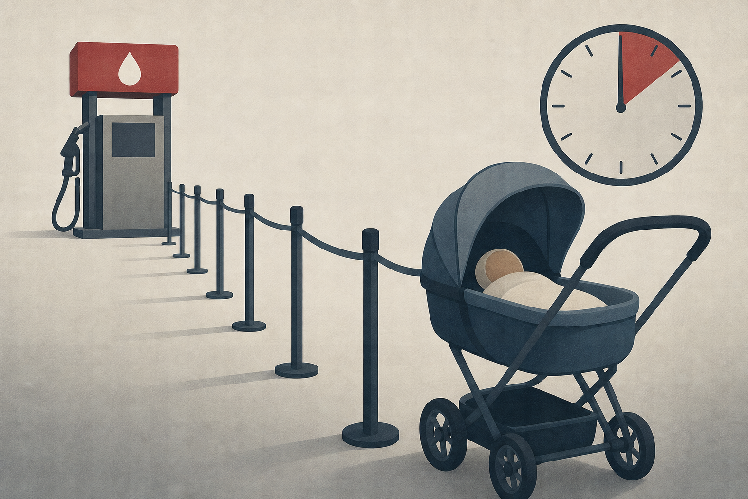 Russia's fuel crisis is so bad that a mom and her baby waited in line for 18 hours to get gas