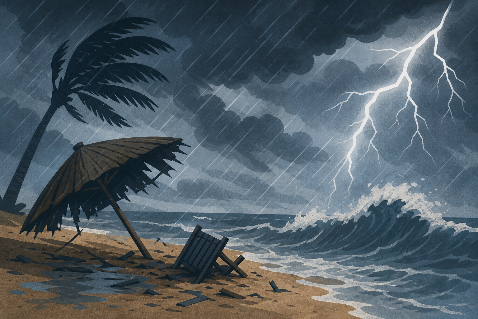 Heavy rain, wind and lightning wreak havoc at Silver Beach