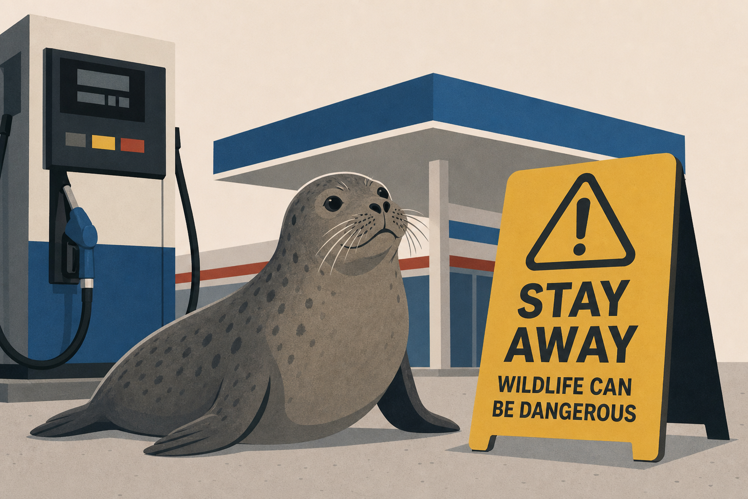 Neil the seal causes chaos at Tasmanian petrol station as experts warn Australians to stay away