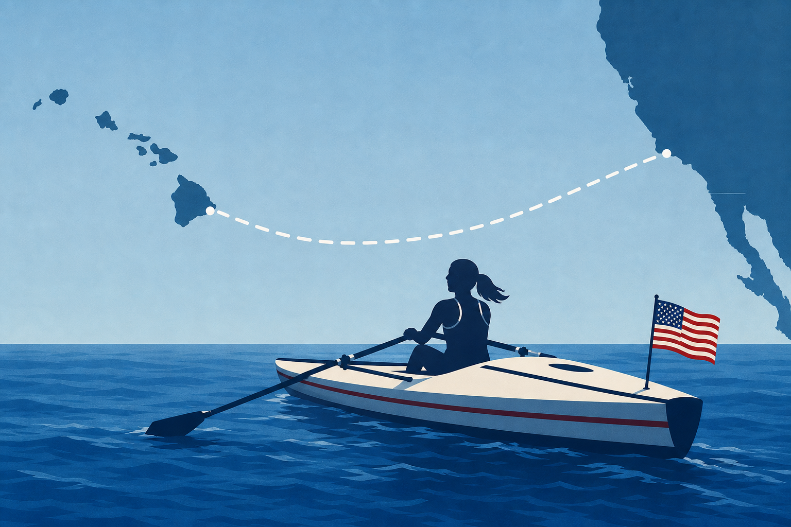 Female American rower breaks record with solo journey from California to Hawaii