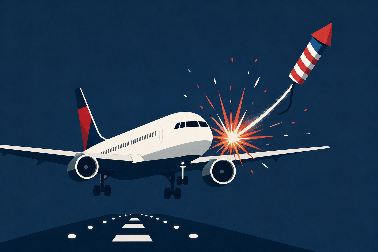 Delta flight hit by firework while landing on Fourth of July