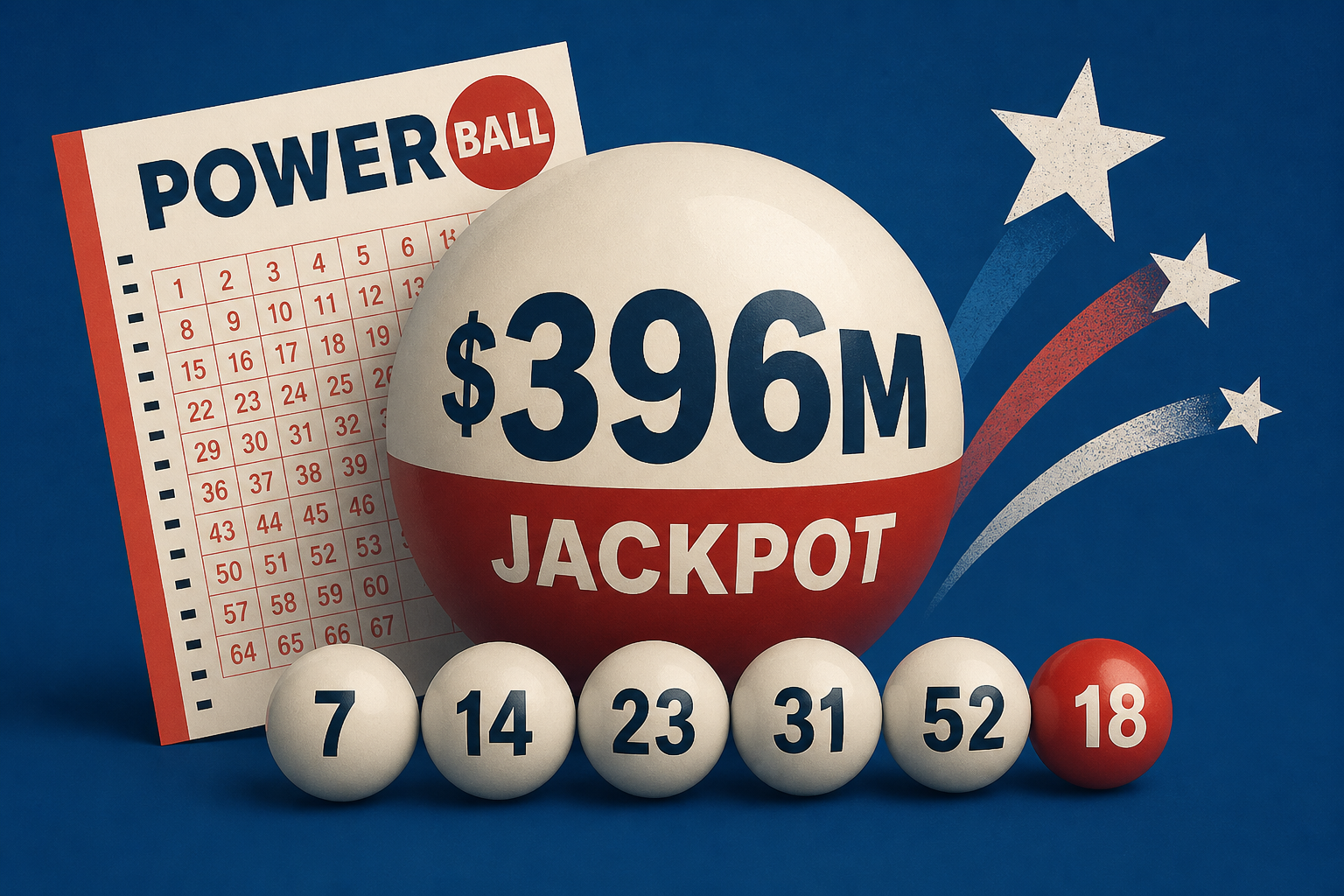 Powerball jackpot $396M. The winning numbers for July 4