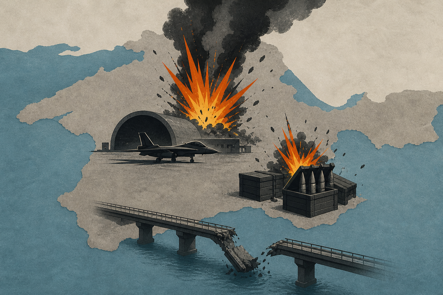Ukraine Hits Major Russian Air Base in Crimea, Blows Up Bridges and Ammo Depots