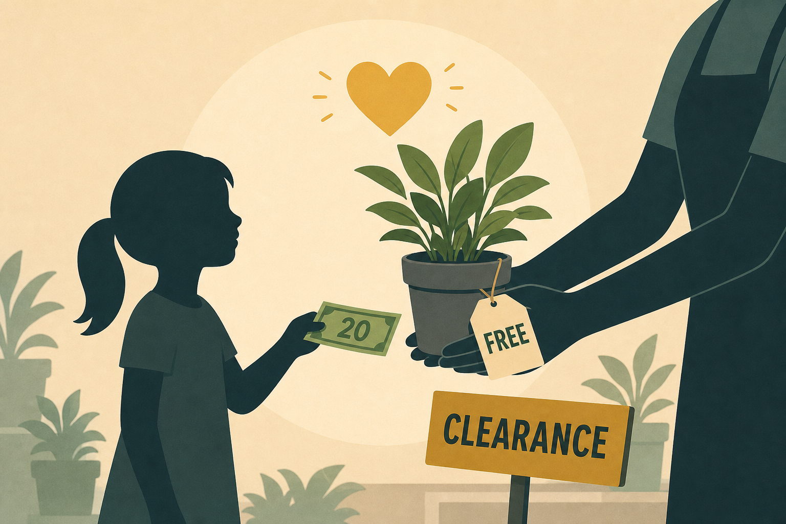 Girl shopping for clearance plants with $20 is recognized, and store workers give them to her free