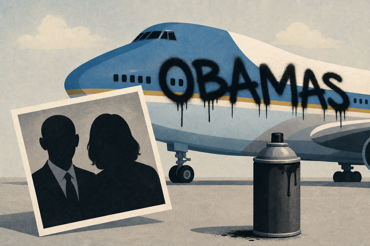 Trump Posts Doctored Photo Of The Obamas And Air Force One With Graffiti Spray-painted On Plane