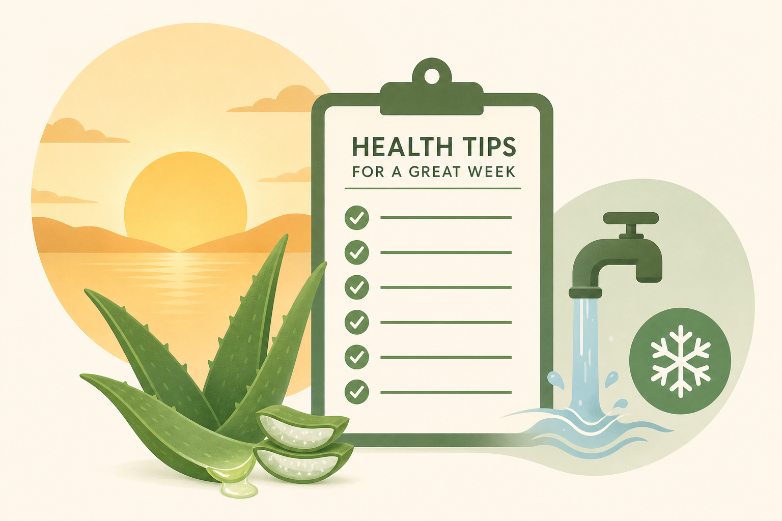 Soothe sunburns with aloe, find your 'golden hour,' and run your wrists under cold water - plus 5 more health tips to help you have a great week