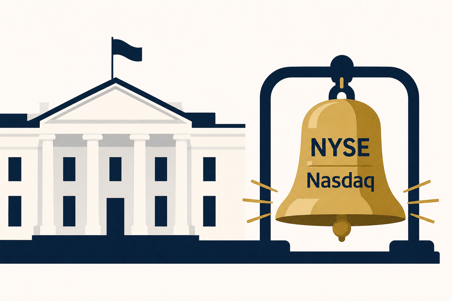 Trump rings openings bells for NYSE, Nasdaq from White House