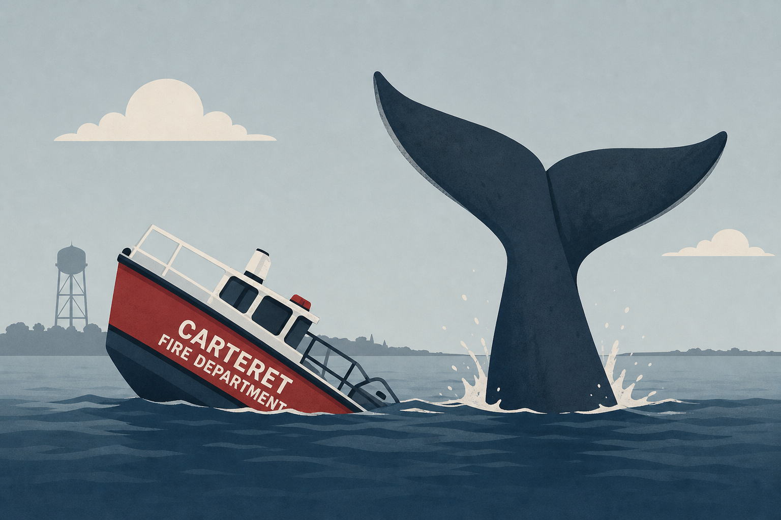 Carteret Fire Department boat sunk by whale strike in Raritan Bay