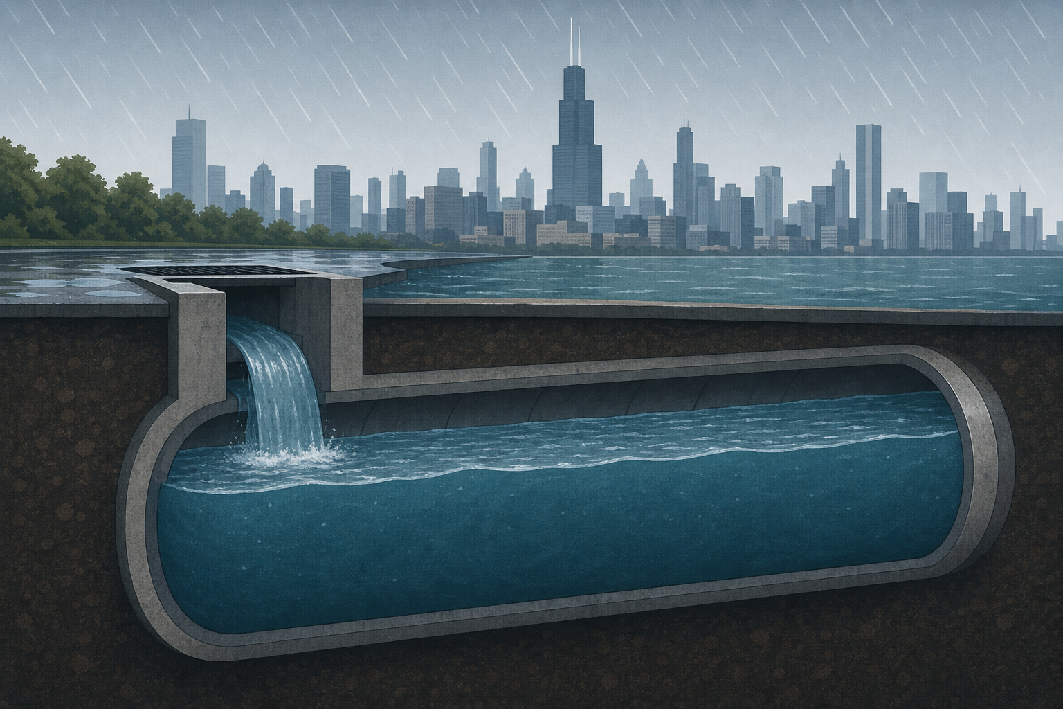 Chicago's Deep Tunnel anti-flooding system nearly full after days of heavy rain
