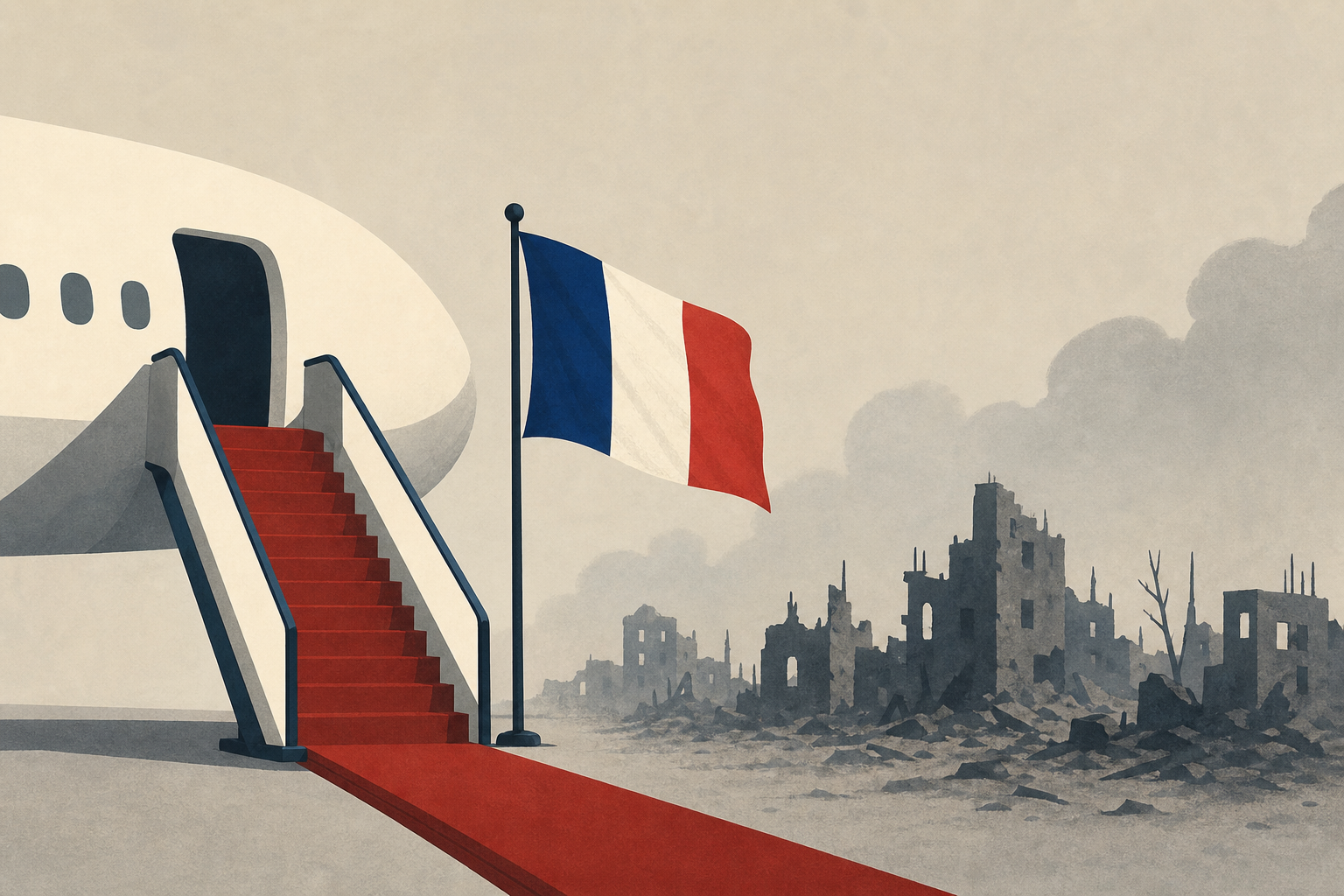 French President Emmanuel Macron arrives in war-torn Syria