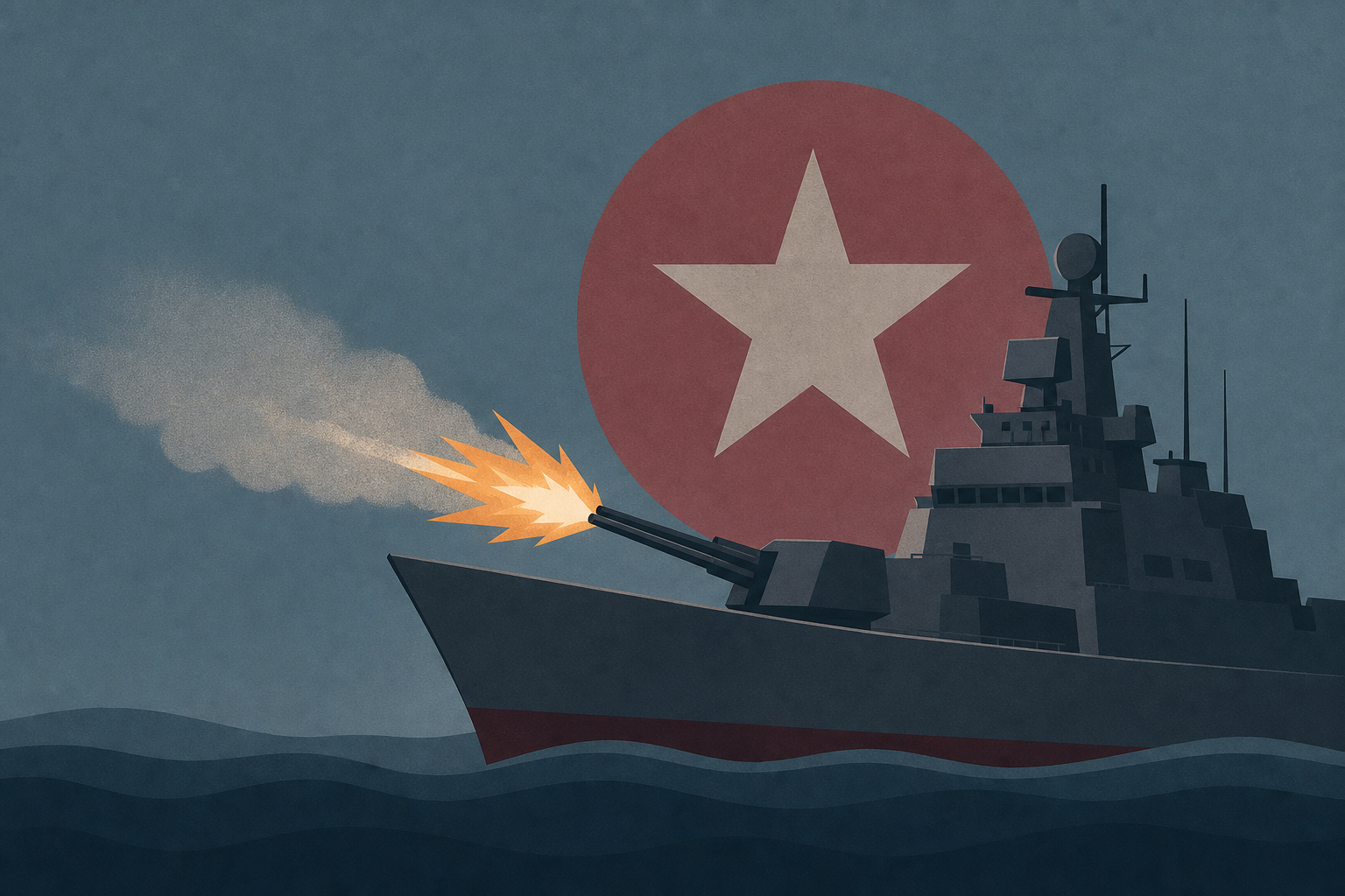 A Year After Disastrous Launch, North Korean Ship Seen Firing Its Guns