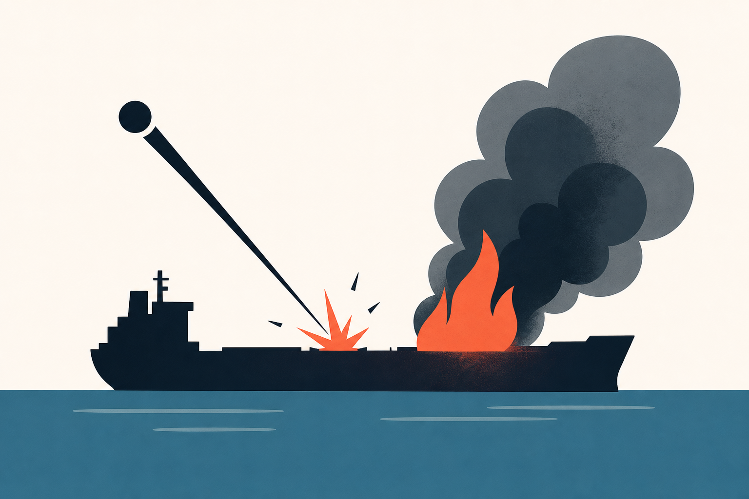 Tanker ablaze after being struck by projectile in the Strait of Hormuz
