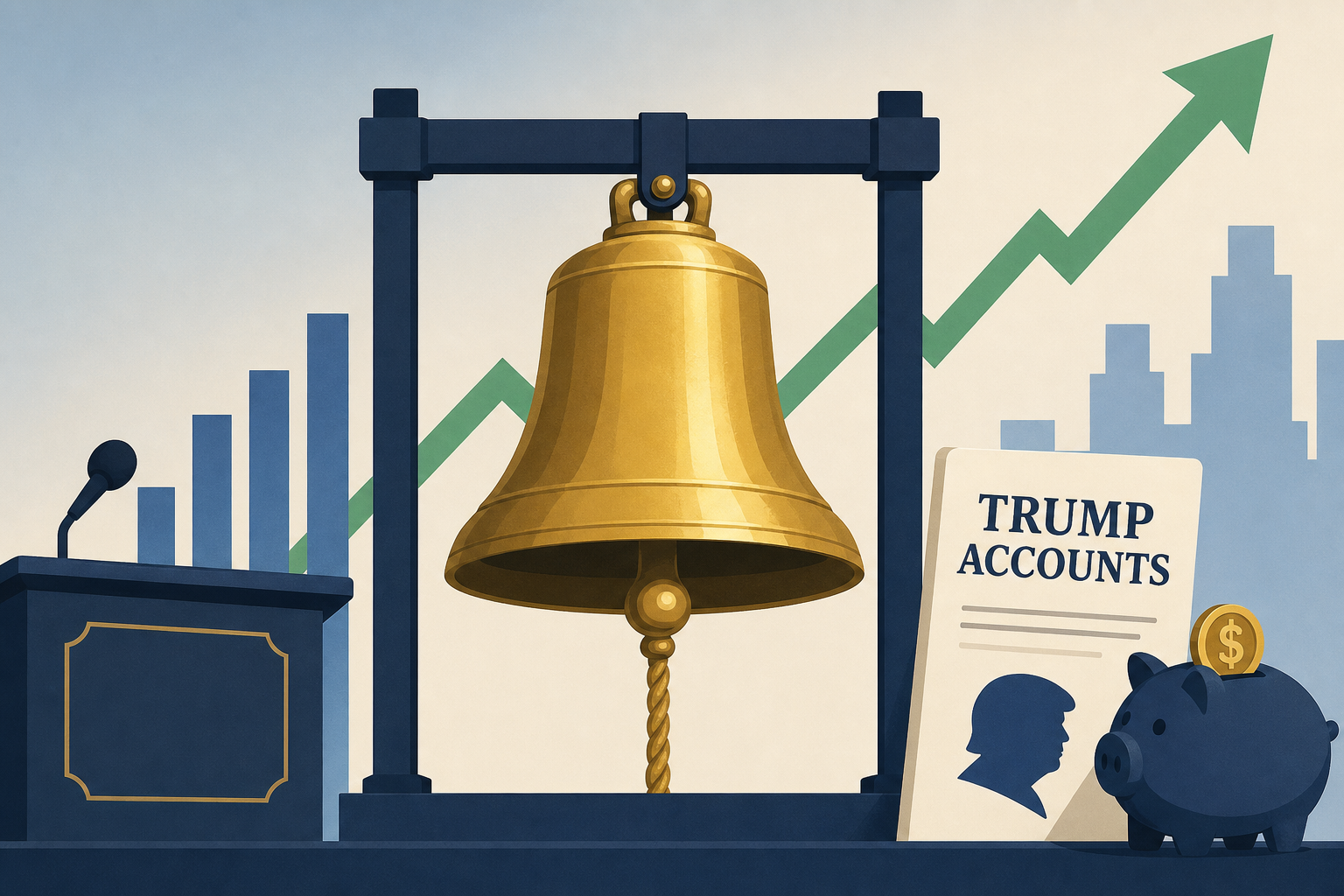 President Rings Stock Market Opening Bell to Celebrate Trump Accounts