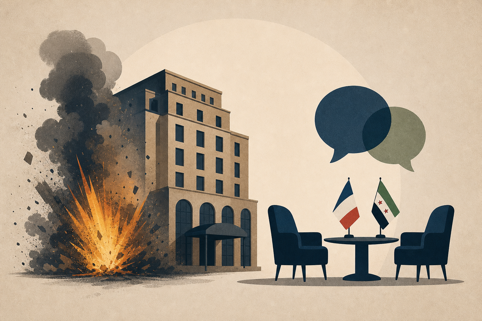 Explosion near Macron’s Damascus hotel as French president meets Syrian counterpart