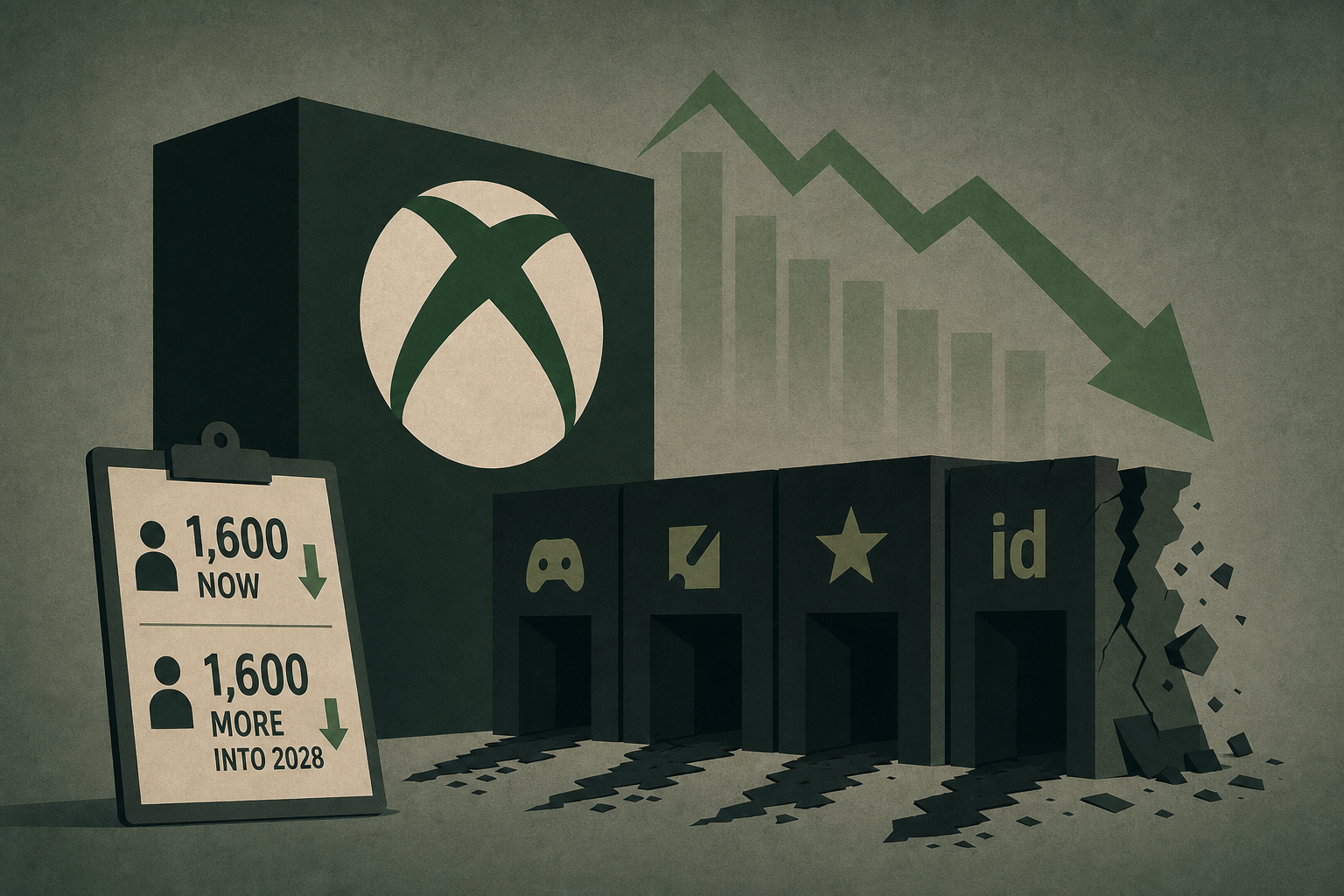 Xbox Layoffs Announced: 1600 Now, 1600 More into 2028, Four Studios Leave and id Software Reportedly Gutted