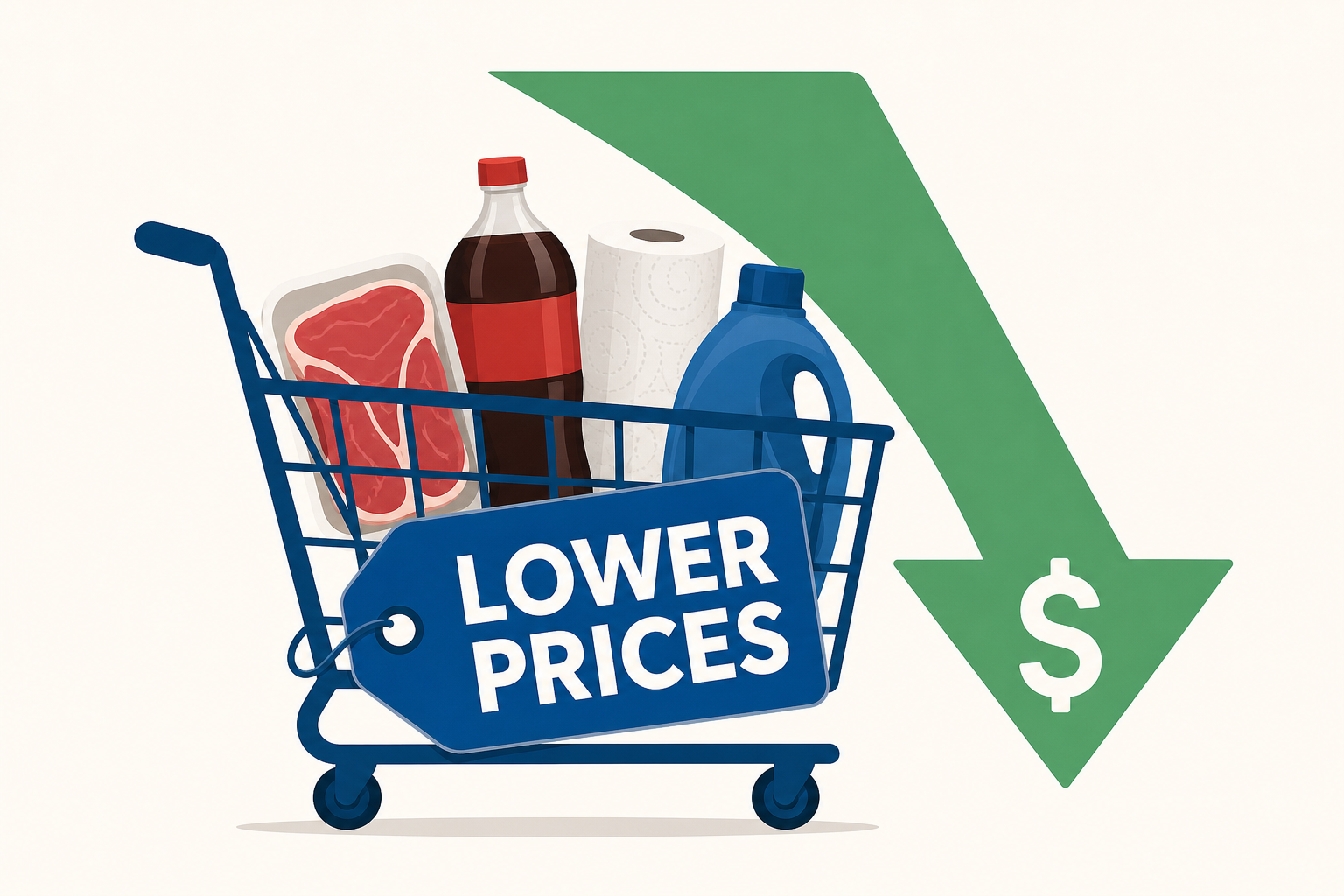 Walmart is lowering prices on thousands of items, including beef, soda and household goods