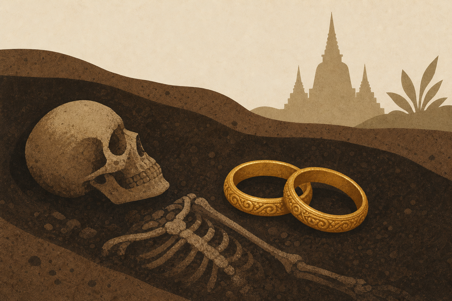 Skeletal remains with 2,000-year-old gold rings found by archaeologists in Thailand