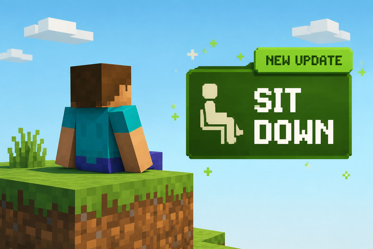 New Minecraft Updates Adds Ability to Sit Down