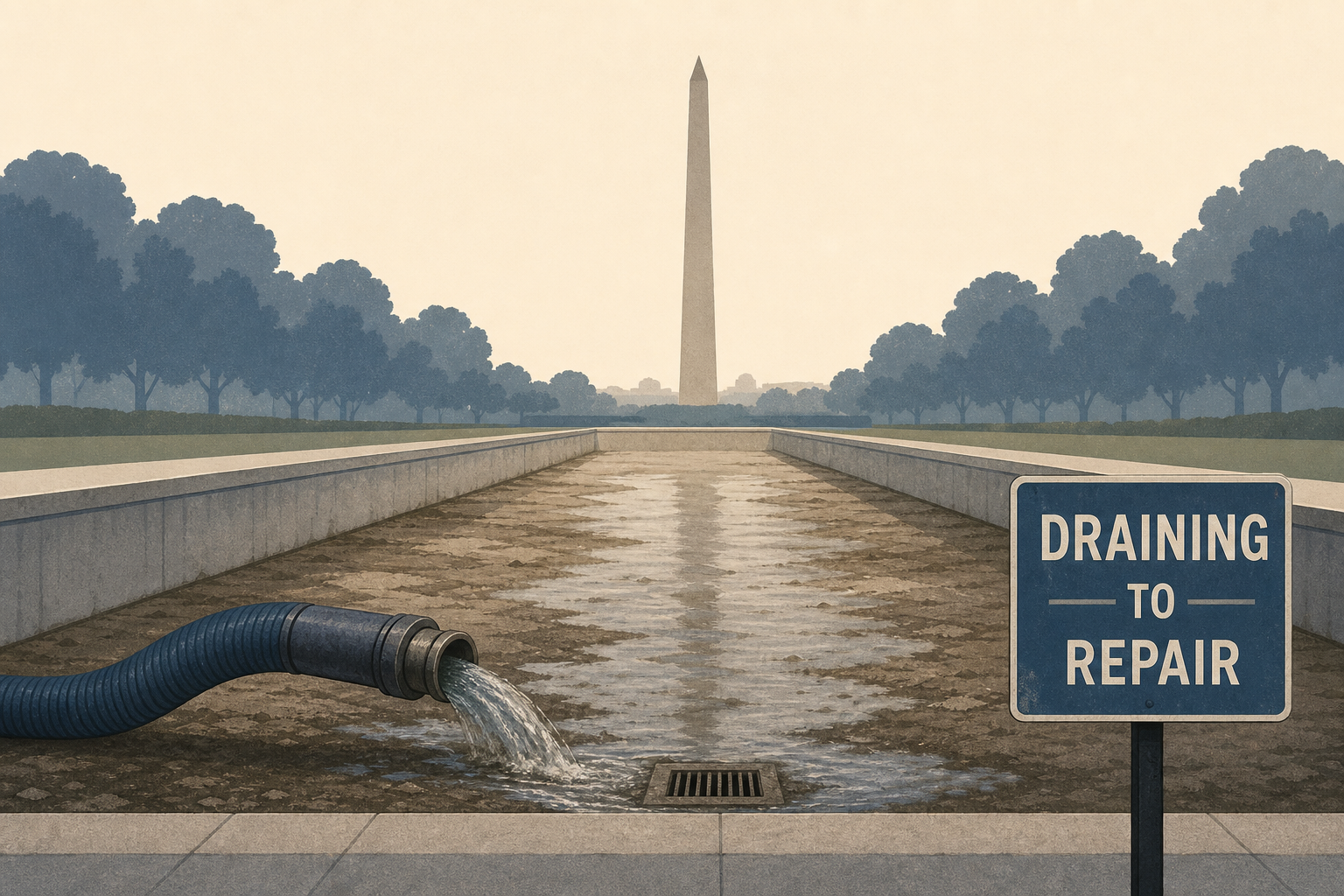 Reflecting Pool being drained - again - as Trump administration tries once more to fix landmark