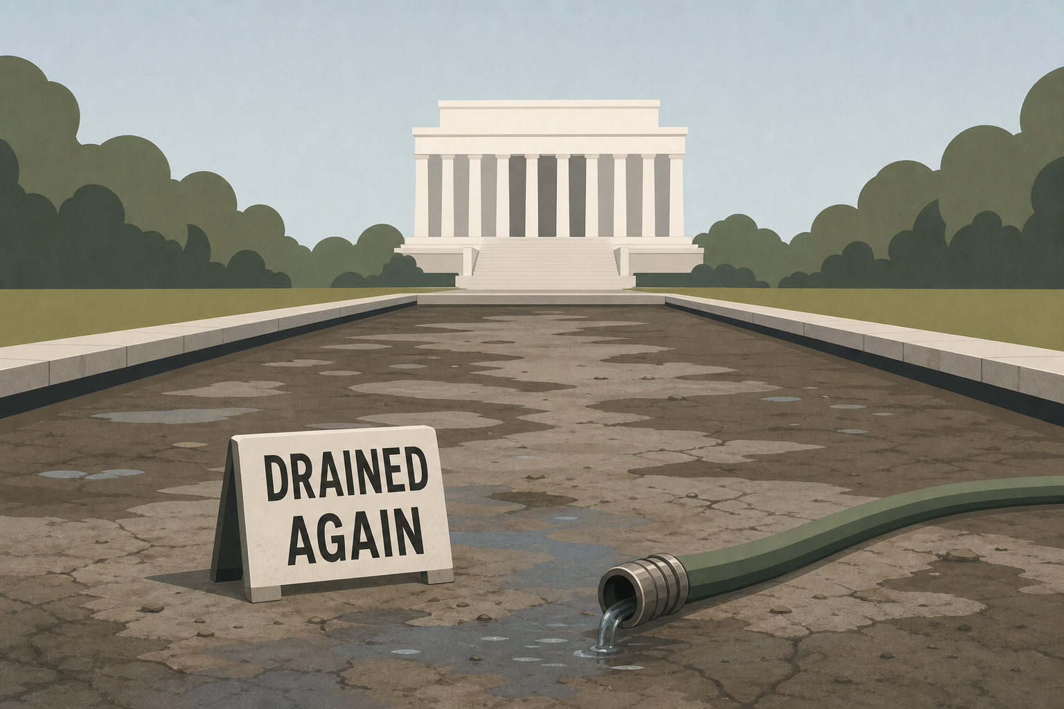 Reflecting Pool being drained - again - as Trump administration tries once more to fix landmark