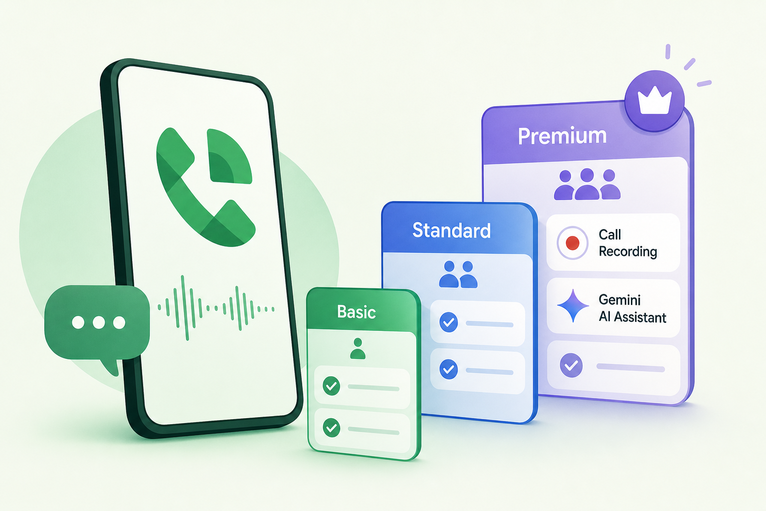 Google Voice now offers paid tiers with call recording, Gemini