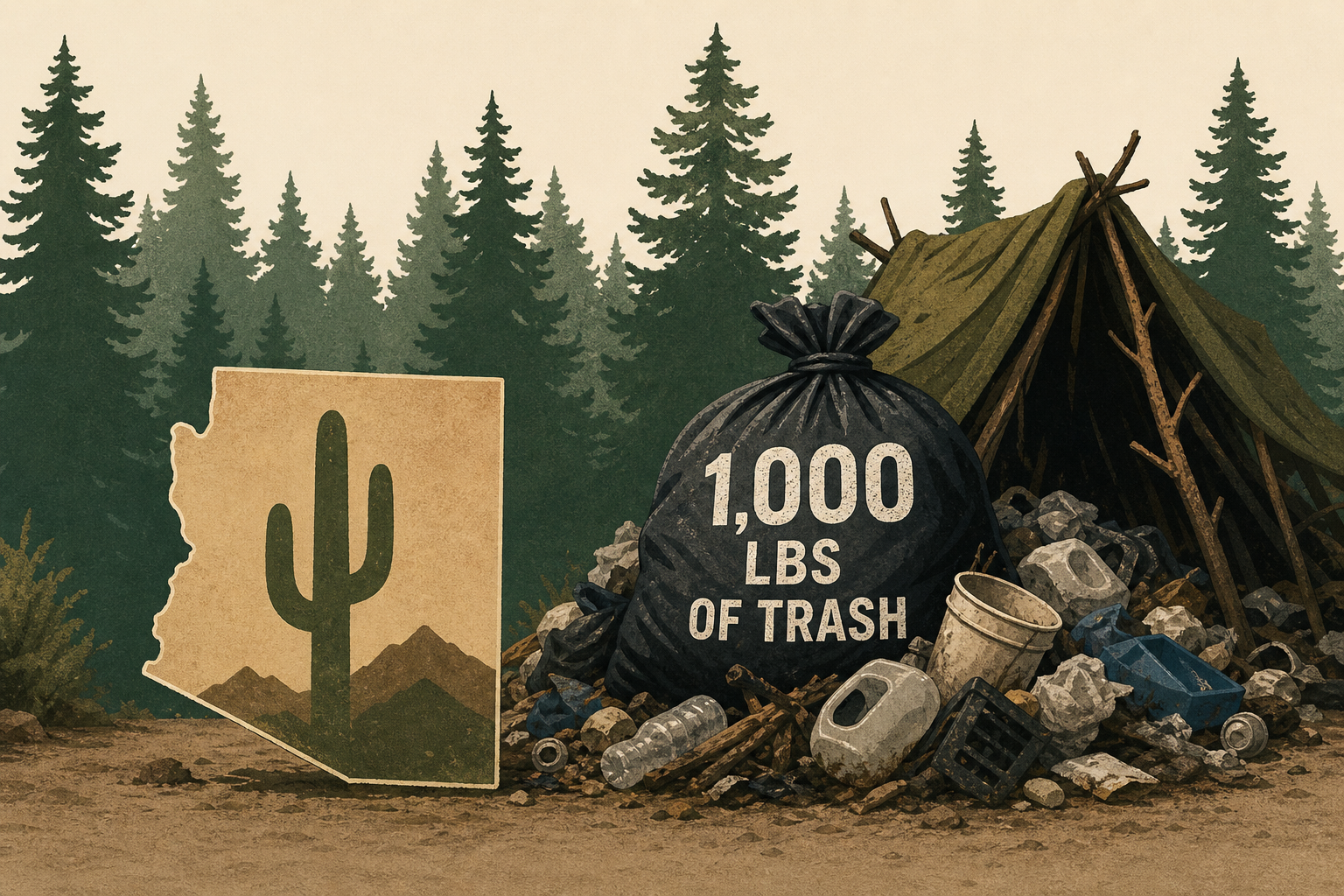 Arizona man pleads guilty after illegally living in forest for years among ‘1,000lbs of trash’