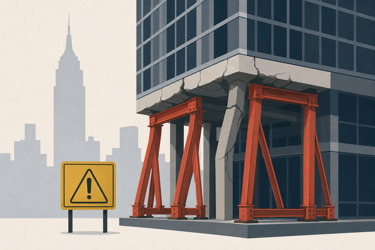 Crews work to shore up Midtown high-rise after buckling columns spark collapse scare