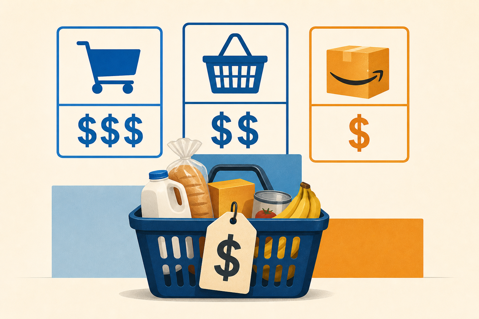 Shopping for Same Groceries at Walmart, Kroger, Amazon: Winner, Prices