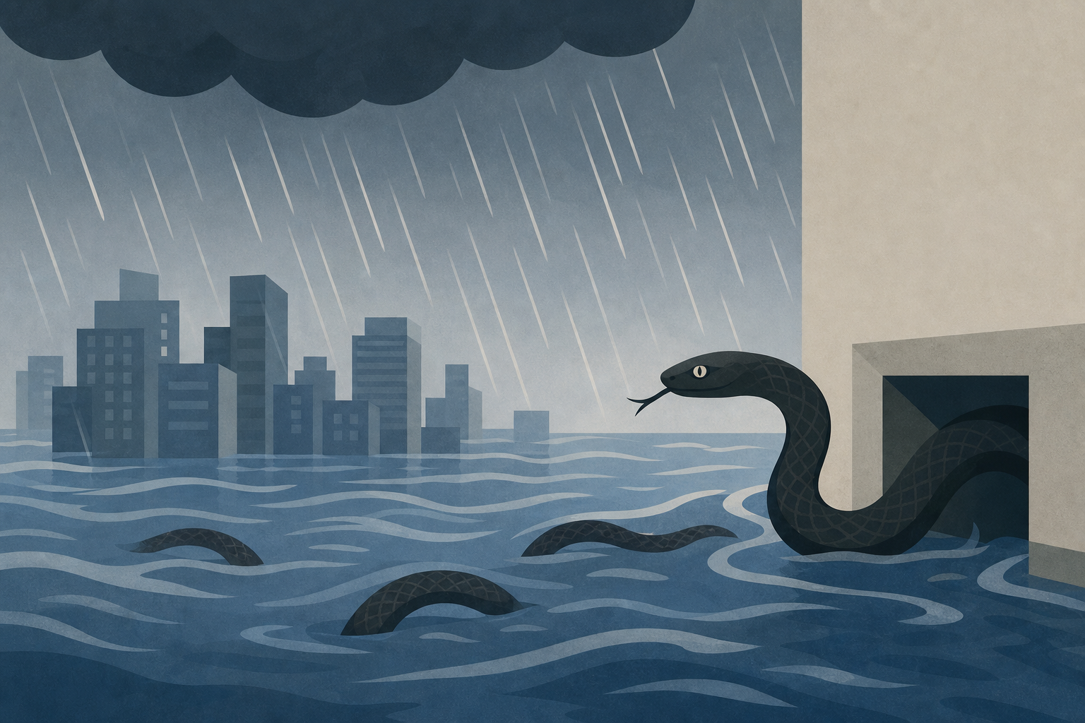 Torrential rains bring devastating floods to a Chinese city - and a snake invasion